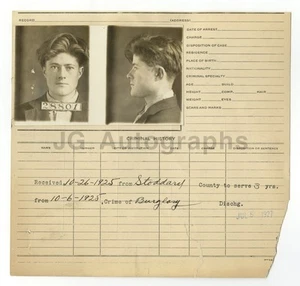 Hoja de reservas de policía - William Cash/Burgary - 1925 - Imagen 1 de 2