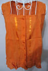 Roman women's orange sleeveless embroidered broderie anglaise cotton top size 12