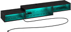 TV Stand 59", Floating TV Stand with Power Outlet & LED Light, Black Wall Mounte