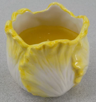 CHIEFLY CO LTD CANDELABRO BLANCO AMARILLO CON VOLANTES PÉTALOS CERÁMICA FLORAL Foto 1 de 4