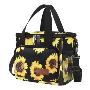 Insulated Lunch Bag Sunflower Cooler Tote with Strap for Women Men Work Use - Picture 1 of 7