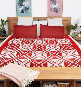 Large Patchwork Red & White Wild Goose Chase FINISHED QUILT - Picture 1 of 6