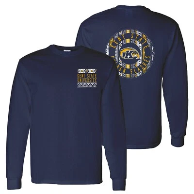 Kent State Golden Flashes Aztec Pattern Long Sleeve T-Shirt - Navy - Image 1 of 4