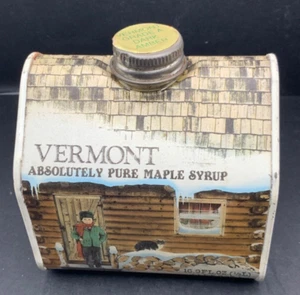 1984 Maple Syrup Tin Cabin Vintage Produced Swanton Vermont 16.9 oz - Picture 1 of 5