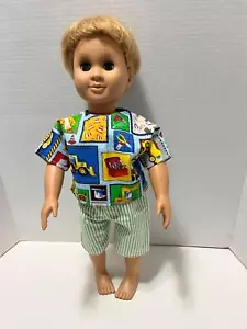DOLL CLOTHES BOY TOP AND SHORTS FITS AMERICAN BOY & 18" DOLLS - Picture 1 of 2