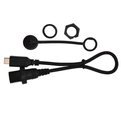 USB Type C 3.1 Car Boat Motorcycle Dash Panel Mount Flush Waterproof Kit Cable - Image 1 of 4