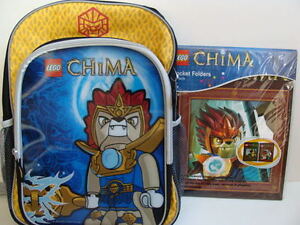 NWT LEGO CHIMA Backpack Book Bag + Pocket Folders Boys School Supplies Set Pack 