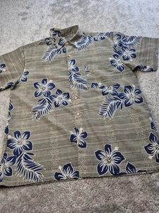 Extreme Gear Camicia Uomo Grande Verde Blu Hawaiano Hibiscus Island Tropics - Foto 1 di 8