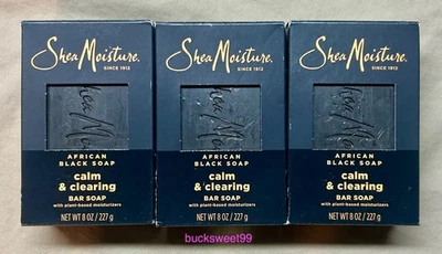 Shea влаги африканский черный бар мыло спокойный и очищающий - 8 унций каждый - 3 батончики - Изображение 1 из 4