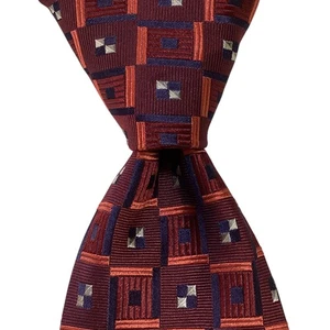 Corbata JOHN W. NORDSTROM Seda XL ITALIA Diseñador Geométrico Borgoña/Azul Usada en Excelente Condición - Imagen 1 de 3
