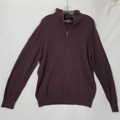 Calvin Klein Jeans Sweater Mens Large Burgundy Quarter Zip Mock Neck Pullover - Image 1 of 4