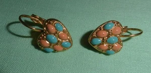 Vintage Joan Rivers Gold Tone Dangle Heart Earrings with Enamel Spots - Picture 1 of 4