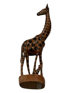 Wooden Giraffe w/Baby Figurine 12"T Hand Carved Excellent Used Condition - Picture 1 of 9