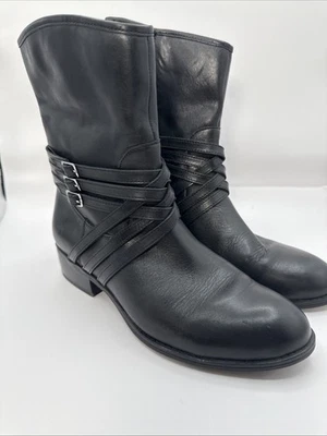 Ralph Lauren Mujer Cuero Botines Cuero Negro 3 Hebillas Laterales Cremallera 8.5 Foto 1 de 4