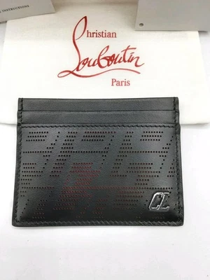 CHRISTIAN LOUBOUTIN M Kios leather credit card holder wallet Black/Gunmetal  - Image 1 of 4