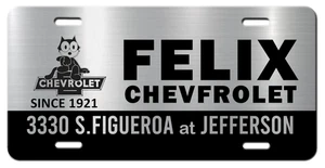 Felix Chevrolet inspired Micro Etched Brushed Aluminum License Plate Tag READ - Picture 1 of 4