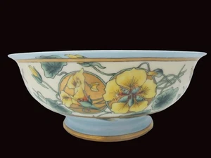 T&V Limoges Francia ART NOUVEAU Amarillo y Dorado Flor Patas 10" Cuenco - Imagen 1 de 10