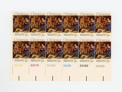 CHRISTMAS ISSUE STAMPS OF 1971 - PLATE BLOCK OF 12 - MINT CONDITION - SCOTT 1444 - Image 1 of 2