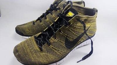 Nike Free Flyknit Chukka Men's 11 Green Yellow Woven Running Shoes Sneakers - Image 1 of 4