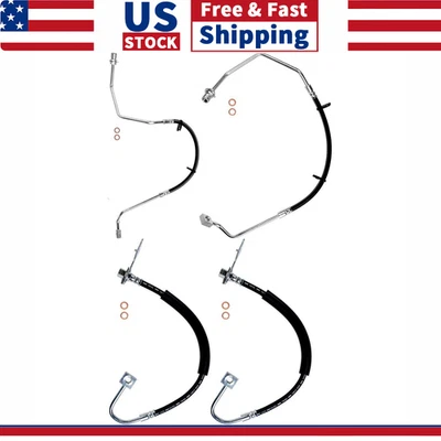 4pcs Front Rear Left & Right Brake Hose Brake Line For 2004-2009 Dodge Durango - Изображение 1 из 4