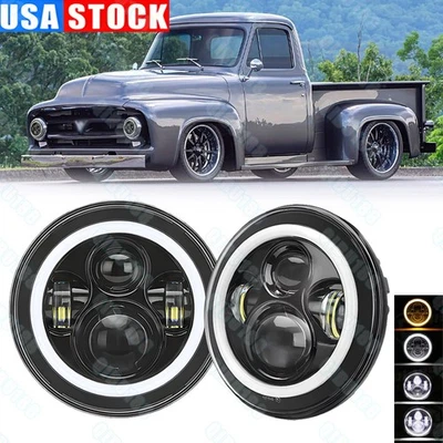 Par de faros LED proyectores de 7" para camioneta Ford F-100 1953 1954 1955 1956 1957 Foto 1 de 4