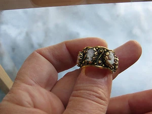 New Old Stock SOLID 14kt Gold Cameos Band Size 5.75,8.9 grams,Shell Coral Cameo - Picture 1 of 14