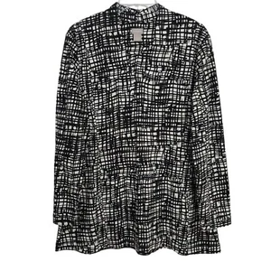 Chico's Criss-Cross Print Tunika Top Gr. Large /2 schwarz weiß Pima Baumwolle V-Ausschnitt - Bild 1 von 7