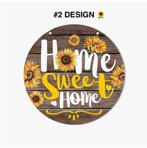 Sunflowers "Home Sweet Home" Welcome #2 Wall Hanging Door Sign Plaque 20cm x20cm - Picture 1 of 24