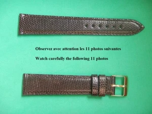 20 mm TRES BELLE QUALITÉ BRACELET EN LEZARD VERITABLE MARRON CLAIR - Picture 1 of 11