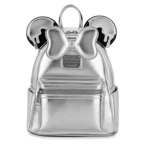 Minnie Mouse Disney 100 Platinum Silver Loungefly Mini Backpack - Picture 1 of 3