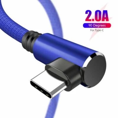 2A Charger 90° USB Type C Cable Cord For Huawei P30 Pro Samsung S10+ - Image 1 of 4