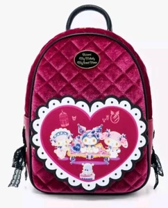 My Melody & Kuromi & My Sweet Piano Velvet Mini Backpack - NWT - Picture 1 of 4