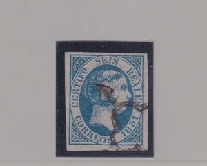 España 1851 Isabel II 6R. Azul (N° 10) Usado Con Amplios Márgenes (Cat.58/560) - Imagen 1 de 3
