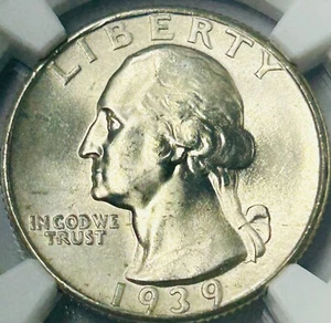 1939 P Washington Silver Quarter NGC MS66 - Picture 1 of 8
