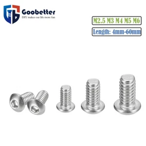 Hexagon Head Button Socket Cap Screws Thread Metric Machine Mushroom Allen Bolts - Picture 1 of 7