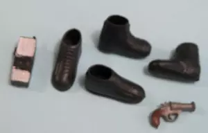 Vintage Juguete Militar PLÁSTICO NEGRO Botas/ZAPATOS REVÓLVER WALKIE GI Joe 12" MUÑECA - Imagen 1 de 1