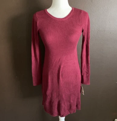 Style & Co Petite size PXL Ribbed Long Sleeve Stretch Dress Burgundy New - Image 1 of 3
