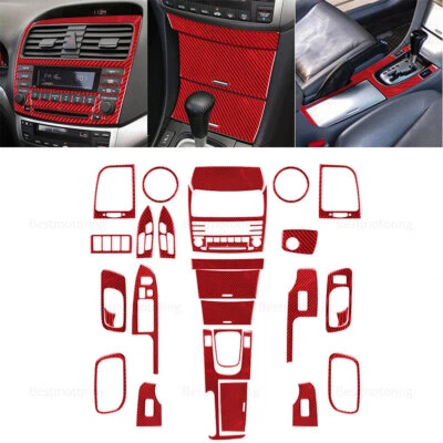 Juego de 27 pegatinas interiores completas de fibra de carbono roja para Acura TSX 2003-08 Foto 1 de 4