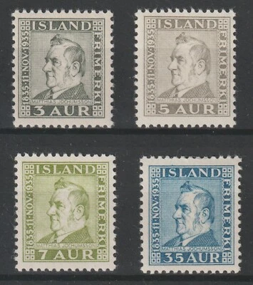 Iceland 1935 #195-98 Matthias Jochumsson, Poet - Fine MNH - Image 1 of 4
