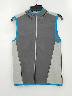 Gap Fit Girls Jacket Vest Full Zip Size XL Gray Sleeveless Hooded Pockets - Image 1 of 4