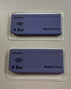 TWO x 8MB SONY MEMORY STICKS MSA-8A FOR PLAYSTATION PSP OLDER CYBERSHOT CAMERAS - Picture 1 of 3