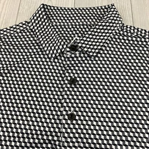 Deolax Large L Golf polo shirt stretch performance Geometric 3D Cubes - Picture 1 of 9