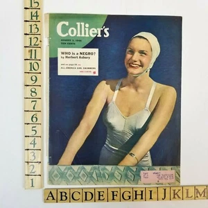 August 3 1946 Collier's Magazine Woman Swimmer in Cap Cover Only Print Ad - Picture 1 of 4