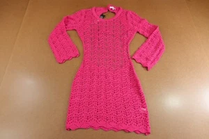 Fashion Nova Womens Small Pink Crochet Long Sleeve Open Back Mini Dress NWT - Picture 1 of 10