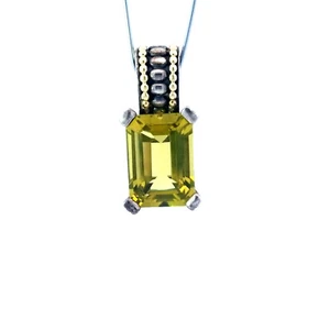 LAGOS Caviar De Plata Esterlina 18k Con Cuarzo Limón Grande Colgante Con Bisagra - Imagen 1 de 8