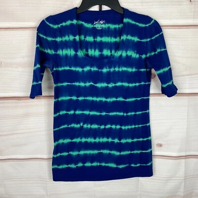 Camiseta Lord & Taylor Top Mujer S Azul Verde Tie Dye Rayas Manga Corta Foto 1 de 4