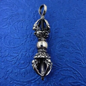 Vajra Dorje Thunderbolt Anhänger Tibetisch 925 Silber - Bild 1 von 2