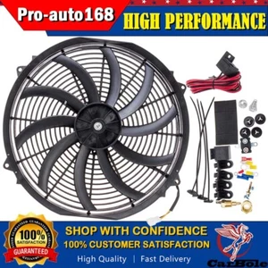 16" Universal Electric Radiator Slim Push Pull Cooling Fan 12V 120W Mount Kit - Picture 1 of 15