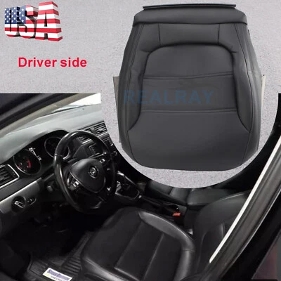 For 2011-2017 Volkswagen Jetta Sedan Driver Bottom Leather Seat Cover Black QR - Image 1 of 4