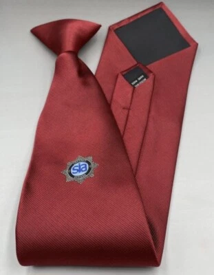 HIRE WITNESS SIA RED CLIP-ON TIE WITH SIA BADGE LOGO